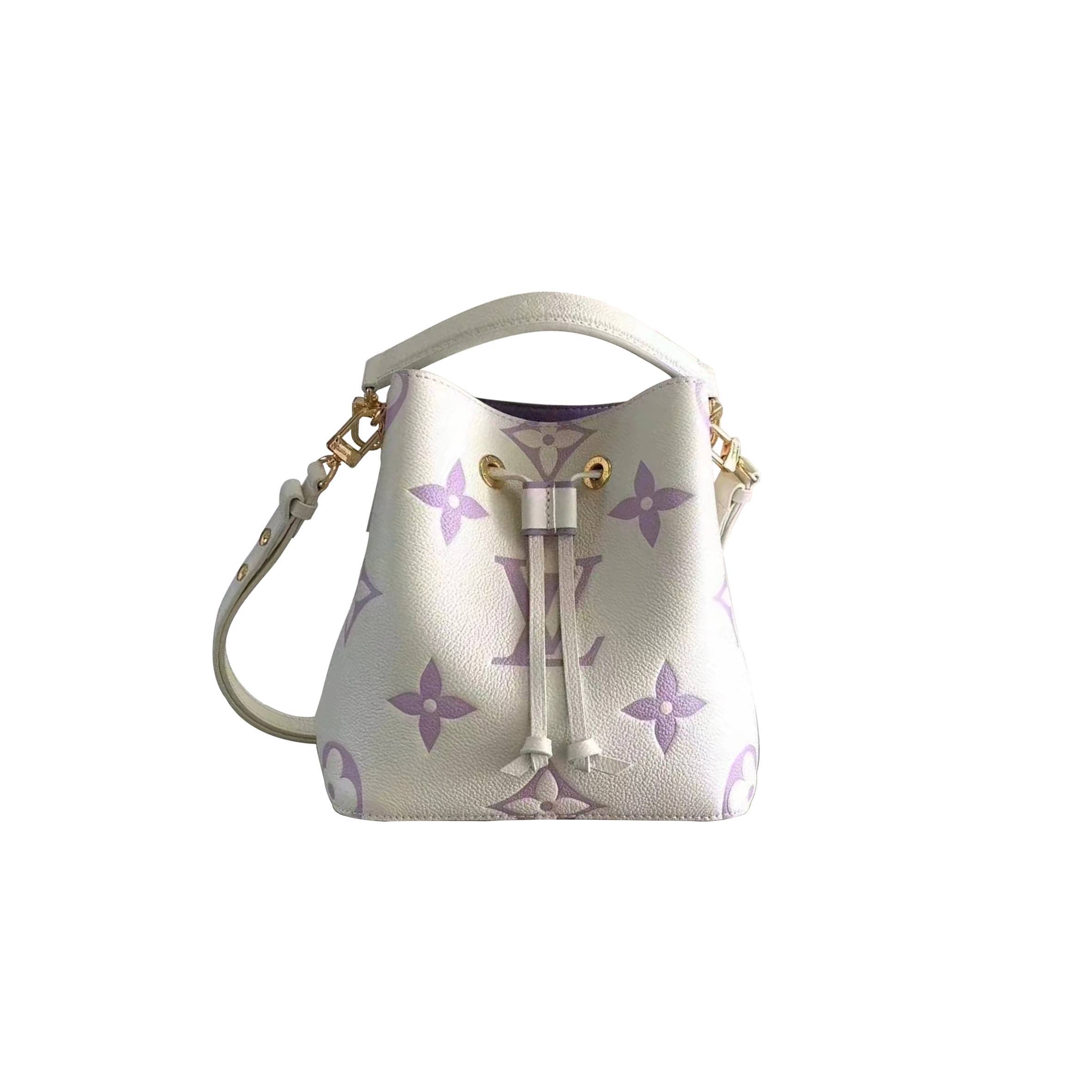 l**is V*t*n nÉonoÉ bb bucket bag latte white &purple m45709 (20*20*13cm)